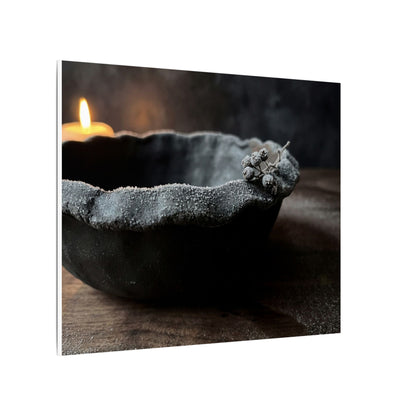 Ceramic Bowl Canvas Art | Winter Dark Japandi Shadow Zen Art