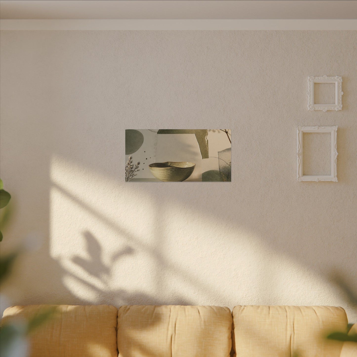 Warm Ceramic Bowl Canvas Art - Minimal Line Japandi
