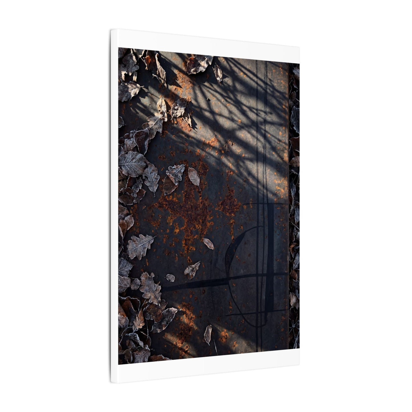 Shibui Rust Patina Canvas Art - Dark Japandi Charcoal Ink