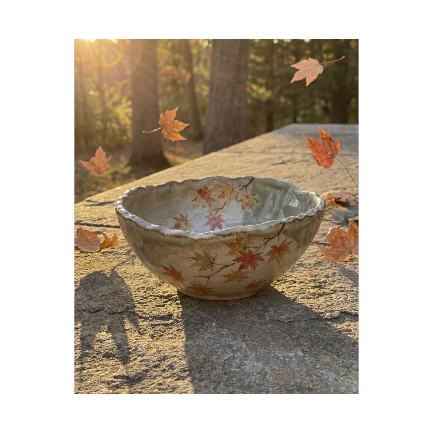 Warm Ceramic Bowl Wall Art Print - Japanese Pattern Japandi