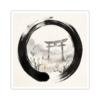 Calm Torii Gate Sticker - Enso Zen Art Print