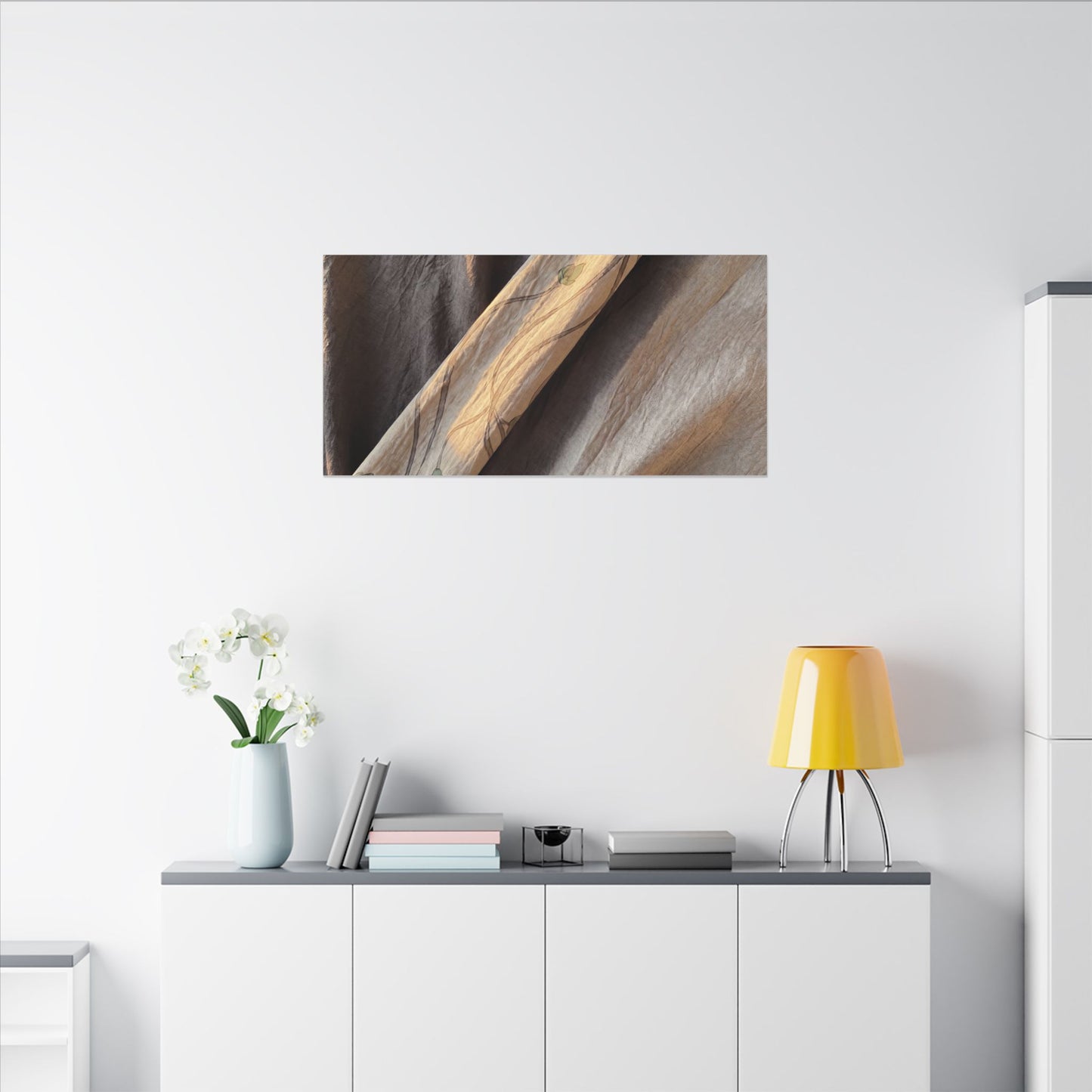 Warm Silk Drape Canvas Art - Japanese Pattern Japandi