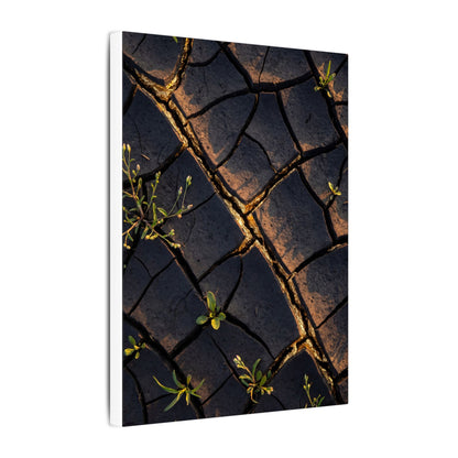Kintsugi Cracked Earth in Golden Hour | Gold Vein Canvas Art