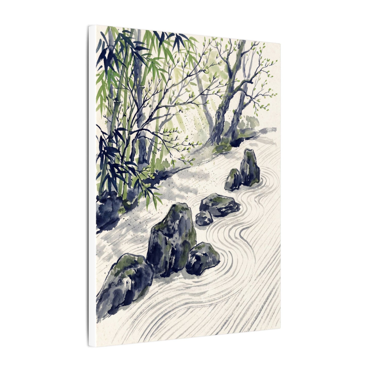 Dappled Rock Garden Canvas Art - Zen Mono No Aware
