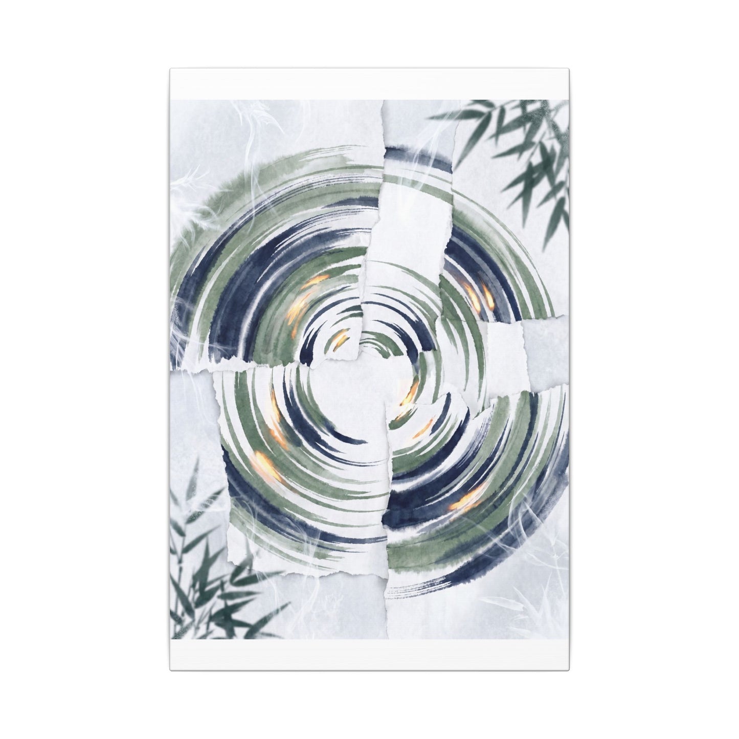 Winter Water Ripple Sumi E Canvas Art | Peaceful Decor