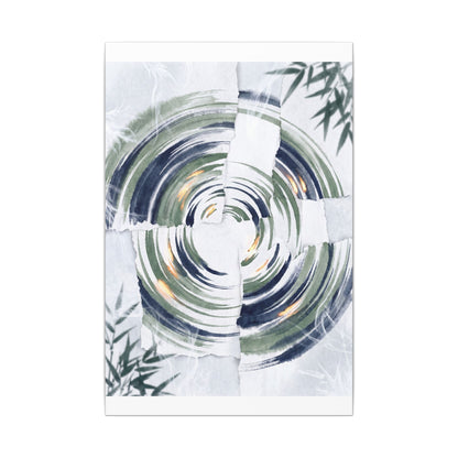 Winter Water Ripple Sumi E Canvas Art | Peaceful Decor