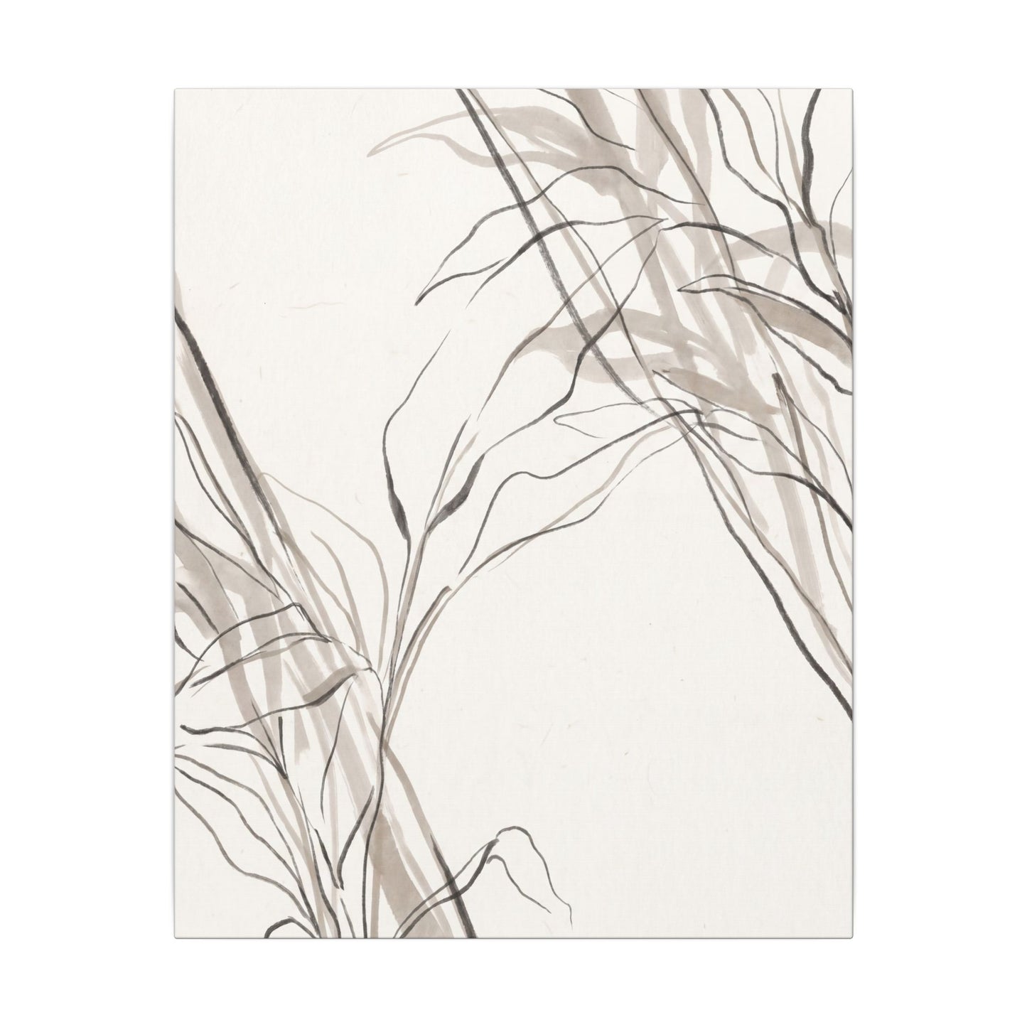 Neutral Shoji Screen Canvas Art - Minimal Line Japandi