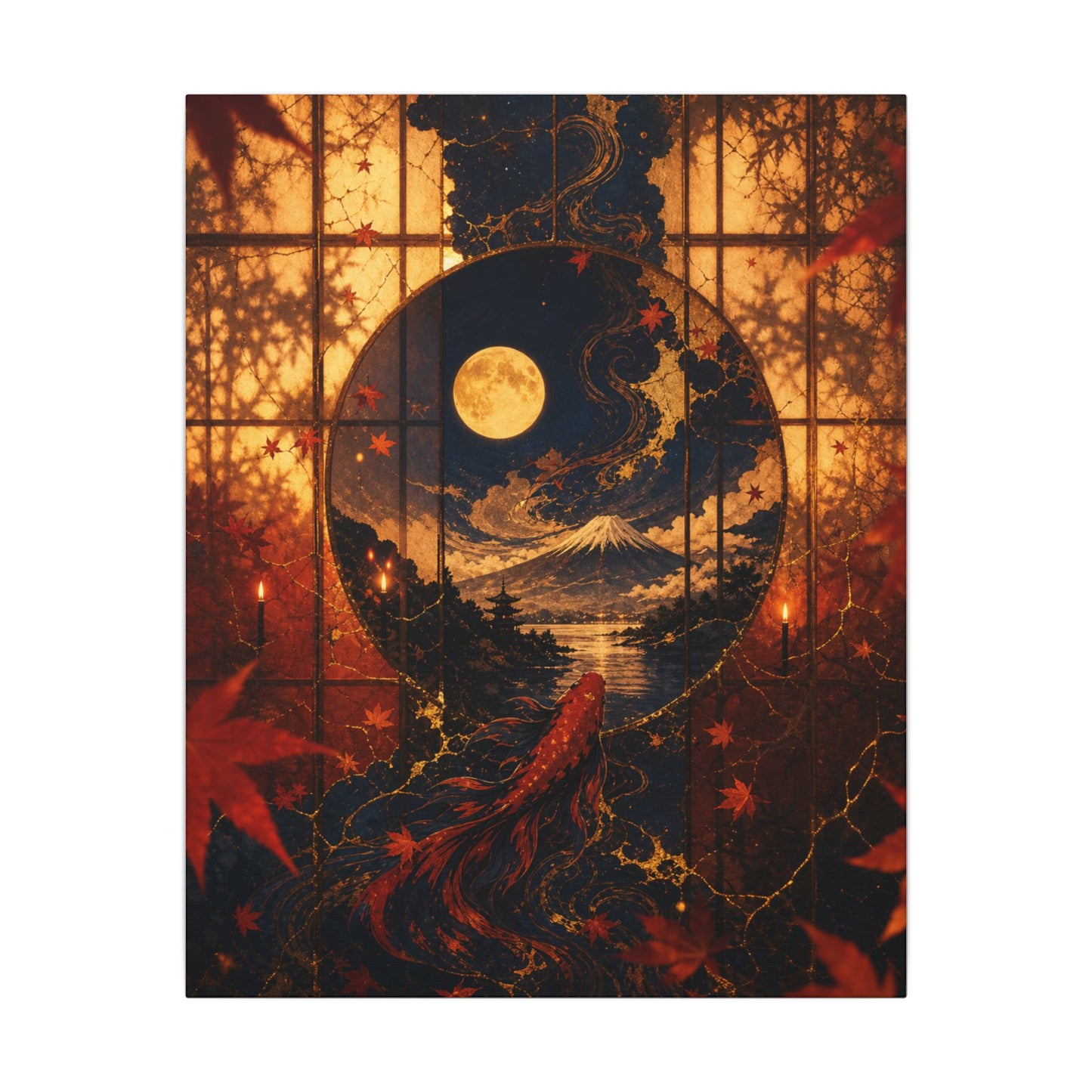 Beautiful Shoji Screen Canvas Art - Gold Vein Kintsugi