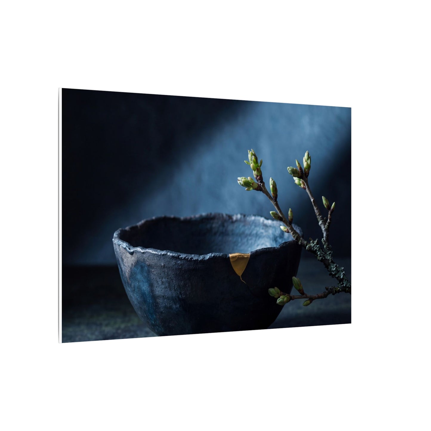 Ceramic Bowl Shadow Zen Canvas Art | Sophisticated Dark Japandi Art