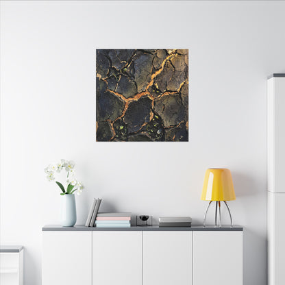 Cracked Earth Spring Canvas Art | Dark Japandi Atmospheric Design