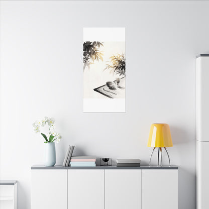 Tea Ceremony Sumi E Canvas Art | Serene Zen Art