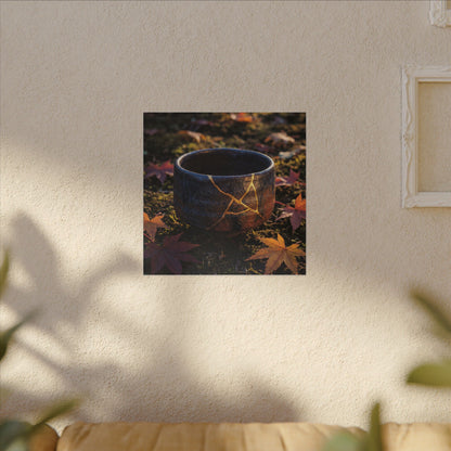 Kanso Moonlit Garden Canvas Art - Kintsugi Gold Repair