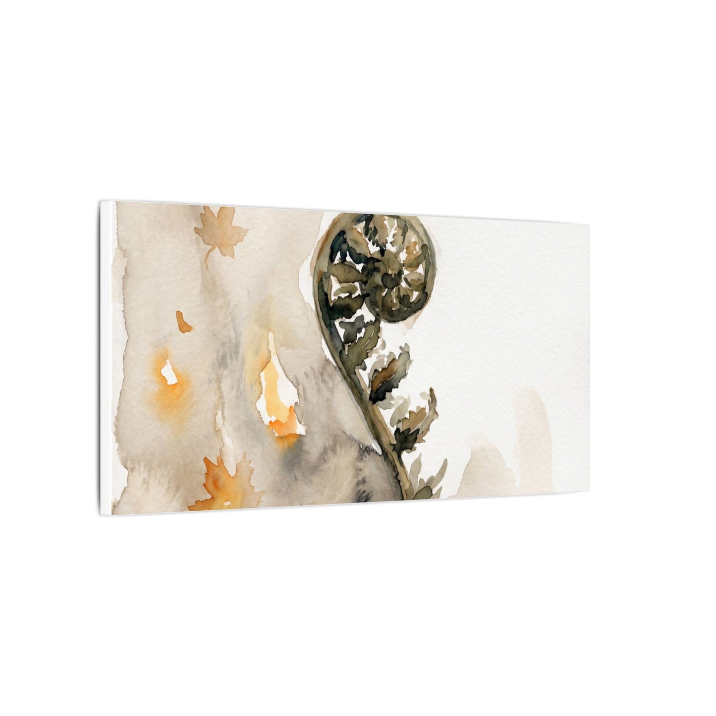 Fern Unfurling Watercolor Canvas Art | Earthy Japandi Art