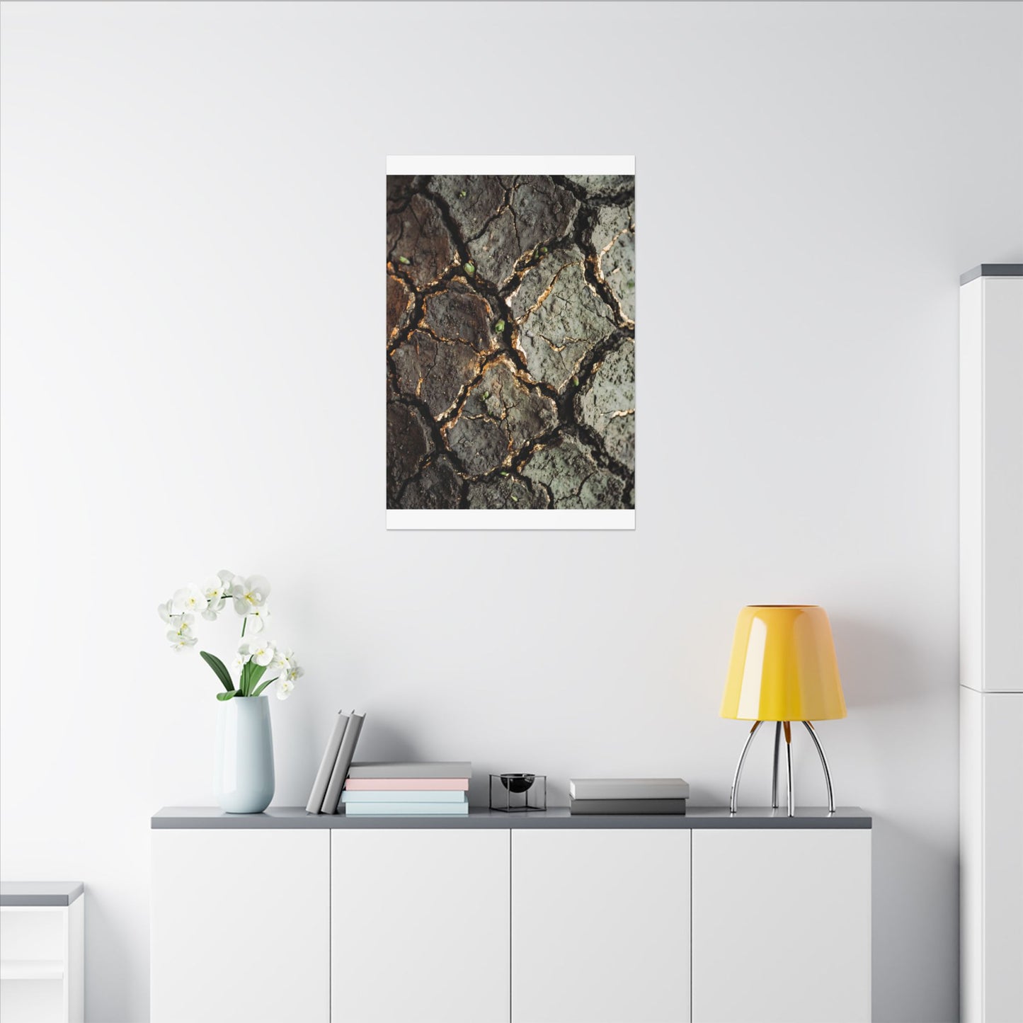 Earthy Cracked Earth Canvas Art - Japanese Pattern Japandi