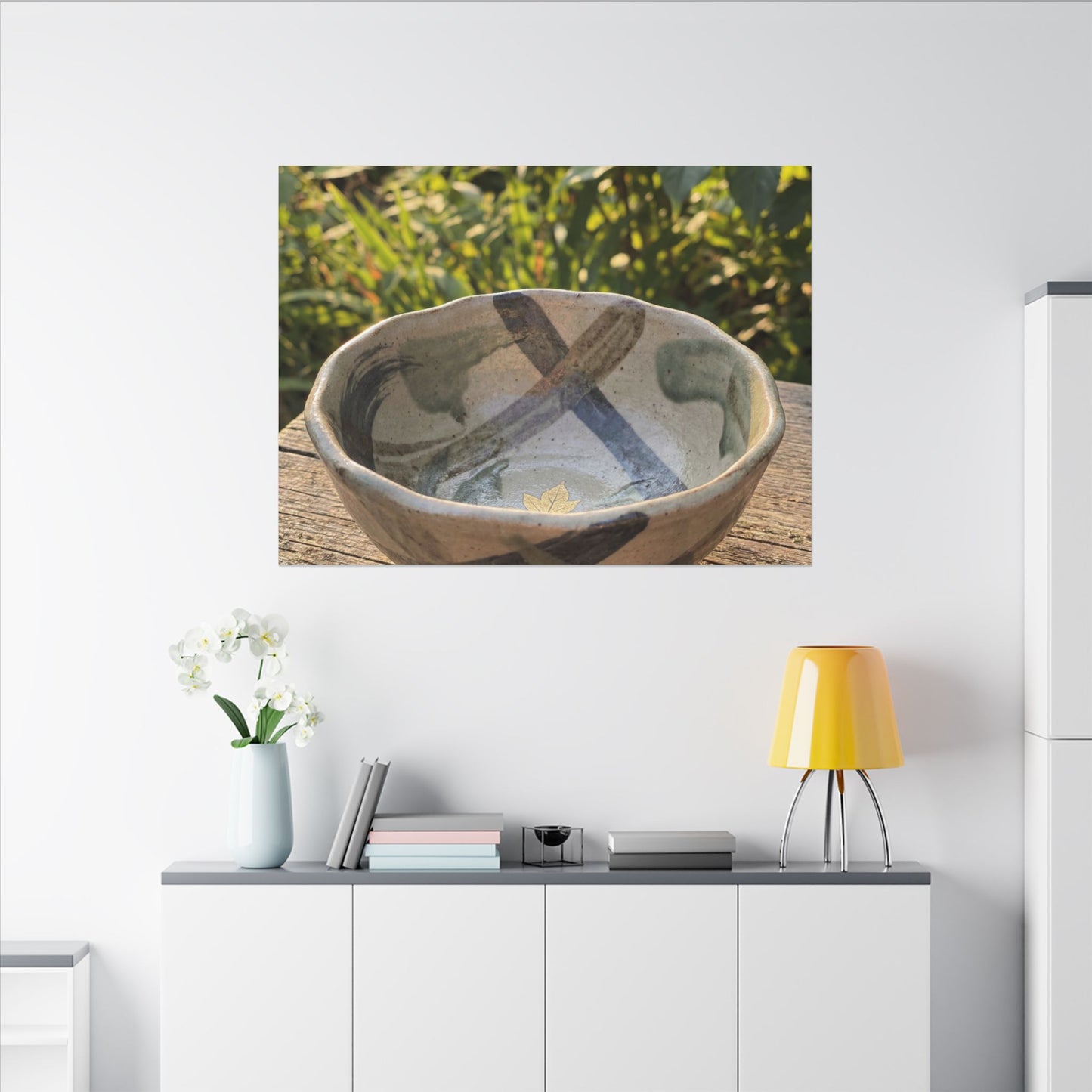 Earthy Ceramic Bowl Canvas Art - Japanese Pattern Japandi