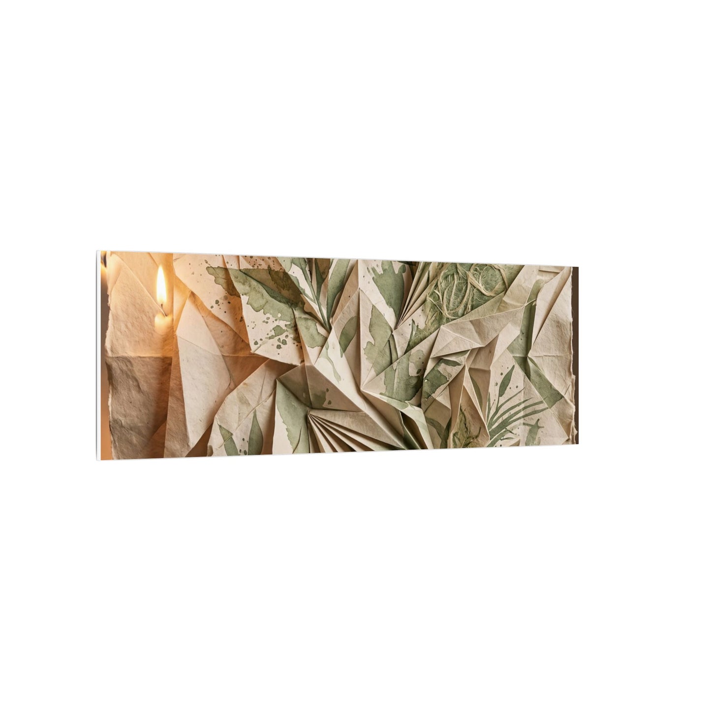 Japandi Paper Fold in Candlelight | Texture Canvas Art