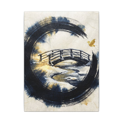 Autumn Ink Brushstroke Karesansui Canvas Art | Peaceful Decor
