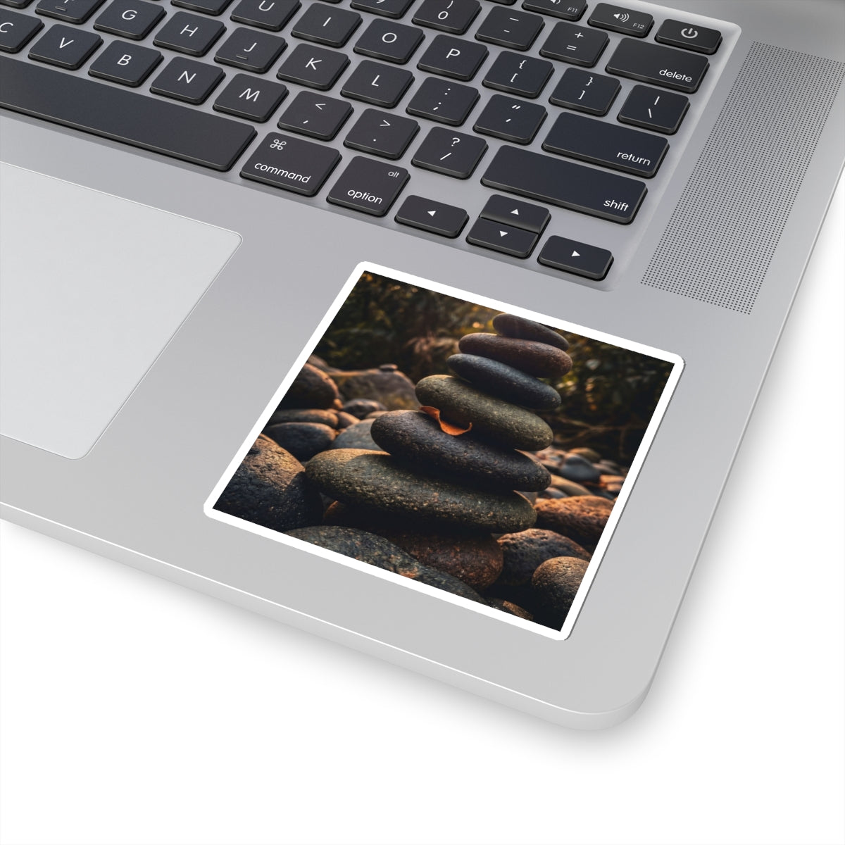 River Stones Moody Minimal Sticker | Luxurious Dark Japandi Art