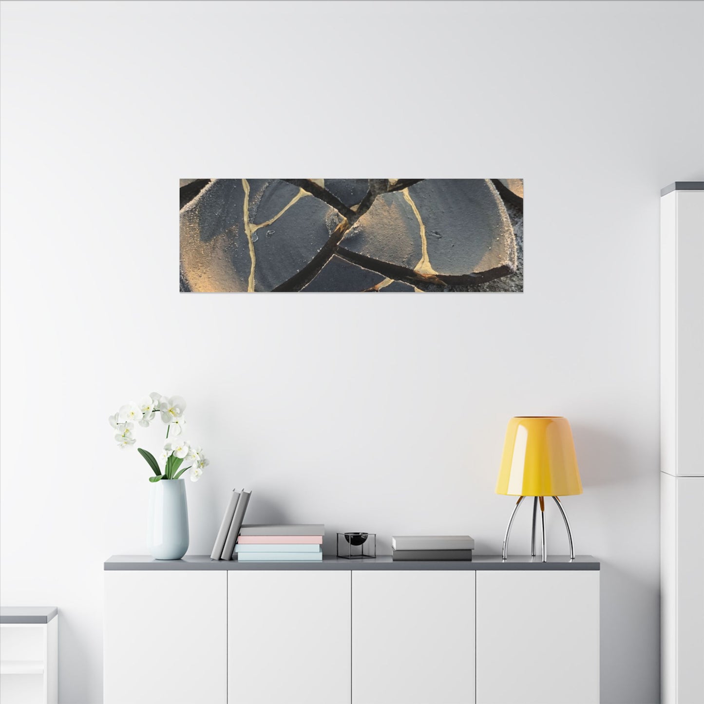 Broken Pottery Winter Canvas Art | Kintsugi Resilient Design