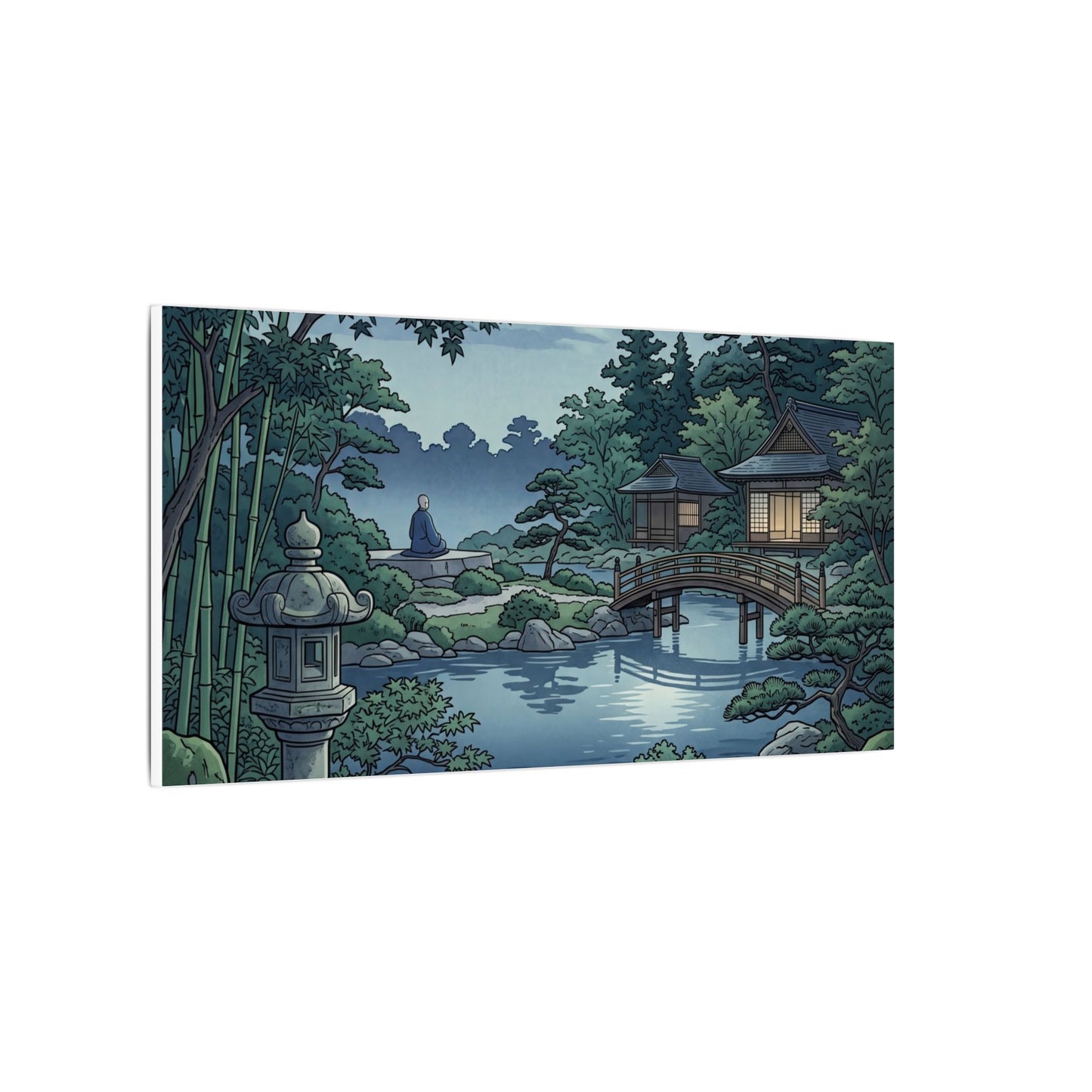 Summer Moonlit Garden Ukiyo E Inspired Canvas Art | Serene Decor