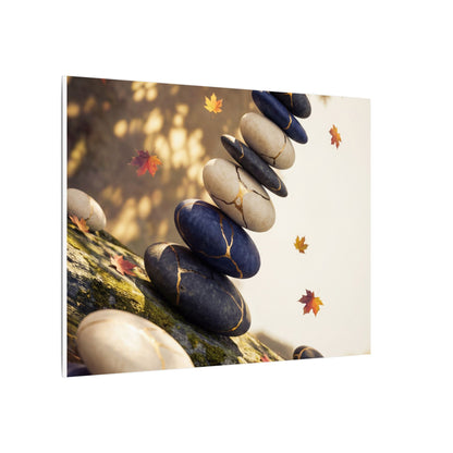 Ma River Stones Canvas Art - Kintsugi Gold Vein