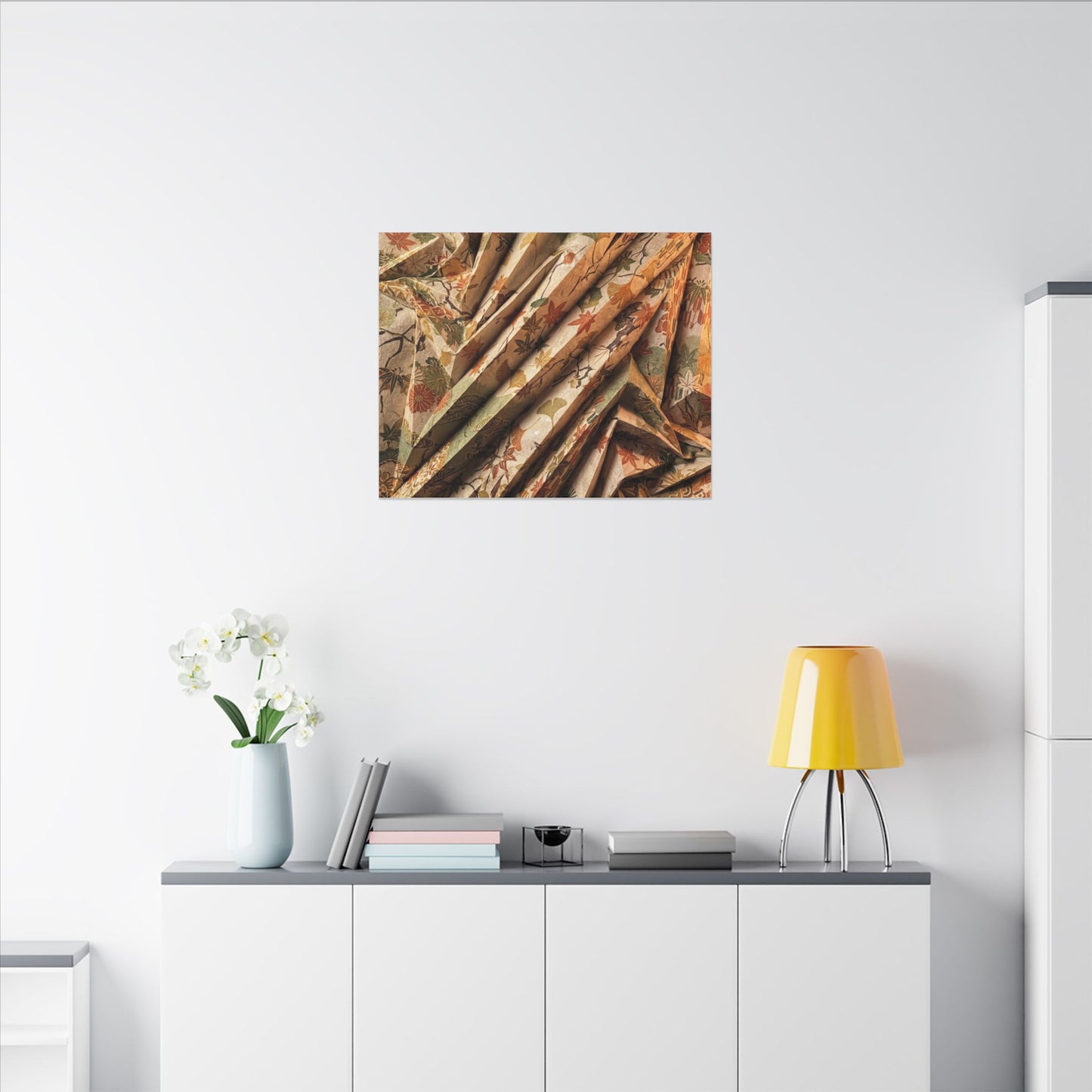 Paper Fold Autumn Canvas Art | Japandi Earthy Design