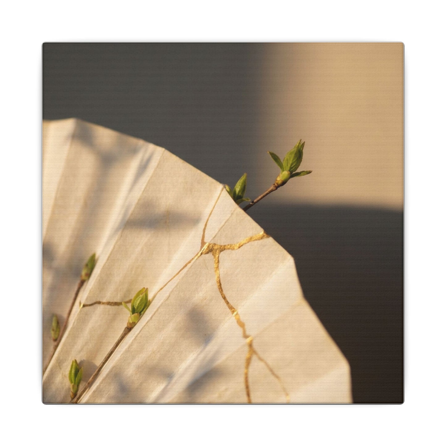 Paper Fold Gold Vein Canvas Art | Healing Kintsugi Art