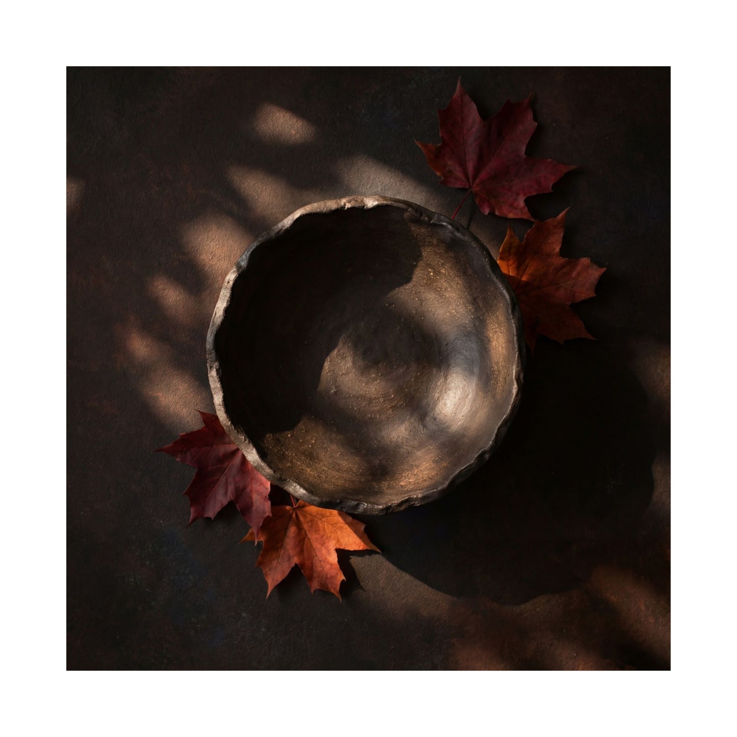 Ceramic Bowl Wall Art Print | Autumn Dark Japandi Dark Texture Art
