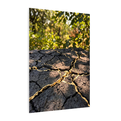 Shibui Cracked Earth Canvas Art - Kintsugi Gold Repair