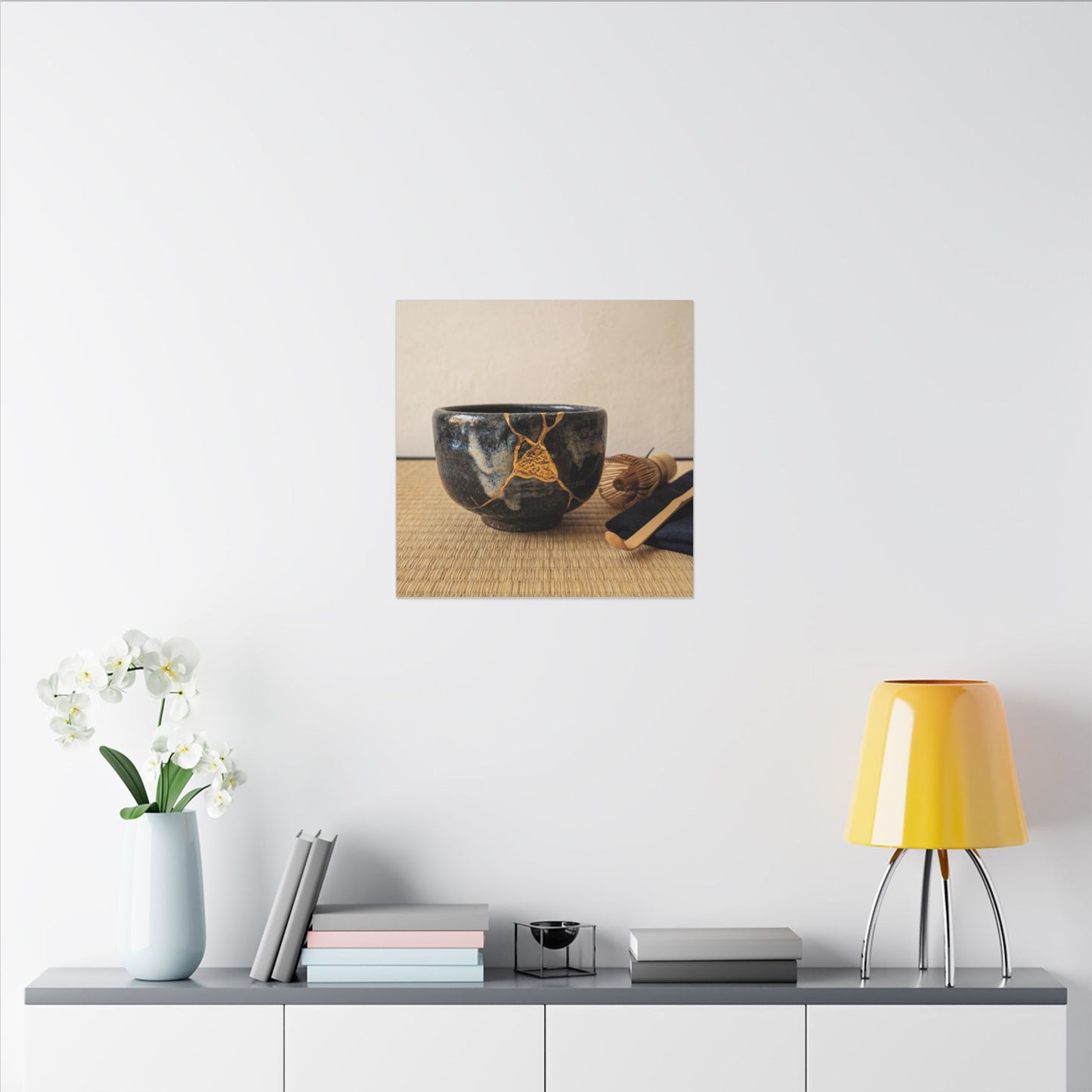 Kanso Tea Ceremony Canvas Art - Kintsugi Gold Vein