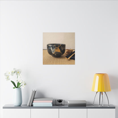 Kanso Tea Ceremony Canvas Art - Kintsugi Gold Vein