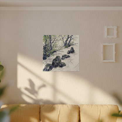 Dappled Rock Garden Canvas Art - Zen Mono No Aware
