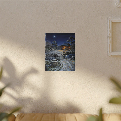 Moonlit Garden Winter Canvas Art | Kintsugi Artful Design