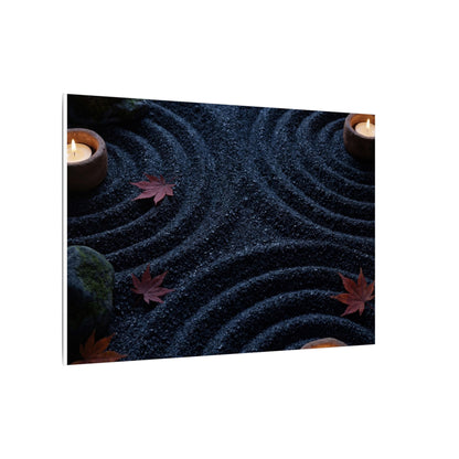 Seijaku Rock Garden Canvas Art - Dark Japandi Dark Texture