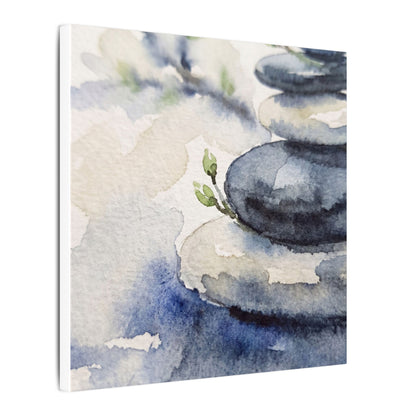 River Stones Watercolor Canvas Art | Cozy Japandi Art