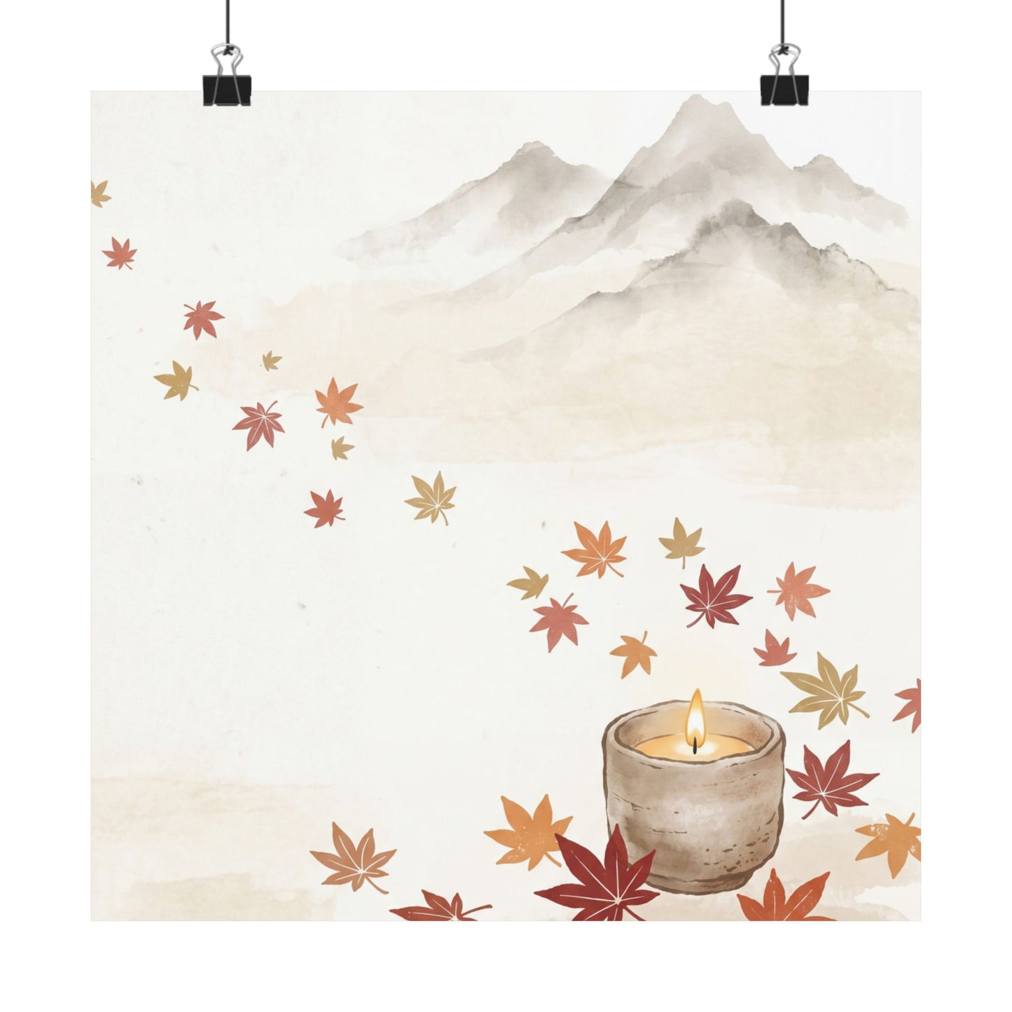 Mountain Mist Wall Art Print | Autumn Japandi Japanese Pattern Art