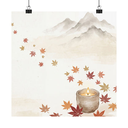 Mountain Mist Wall Art Print | Autumn Japandi Japanese Pattern Art