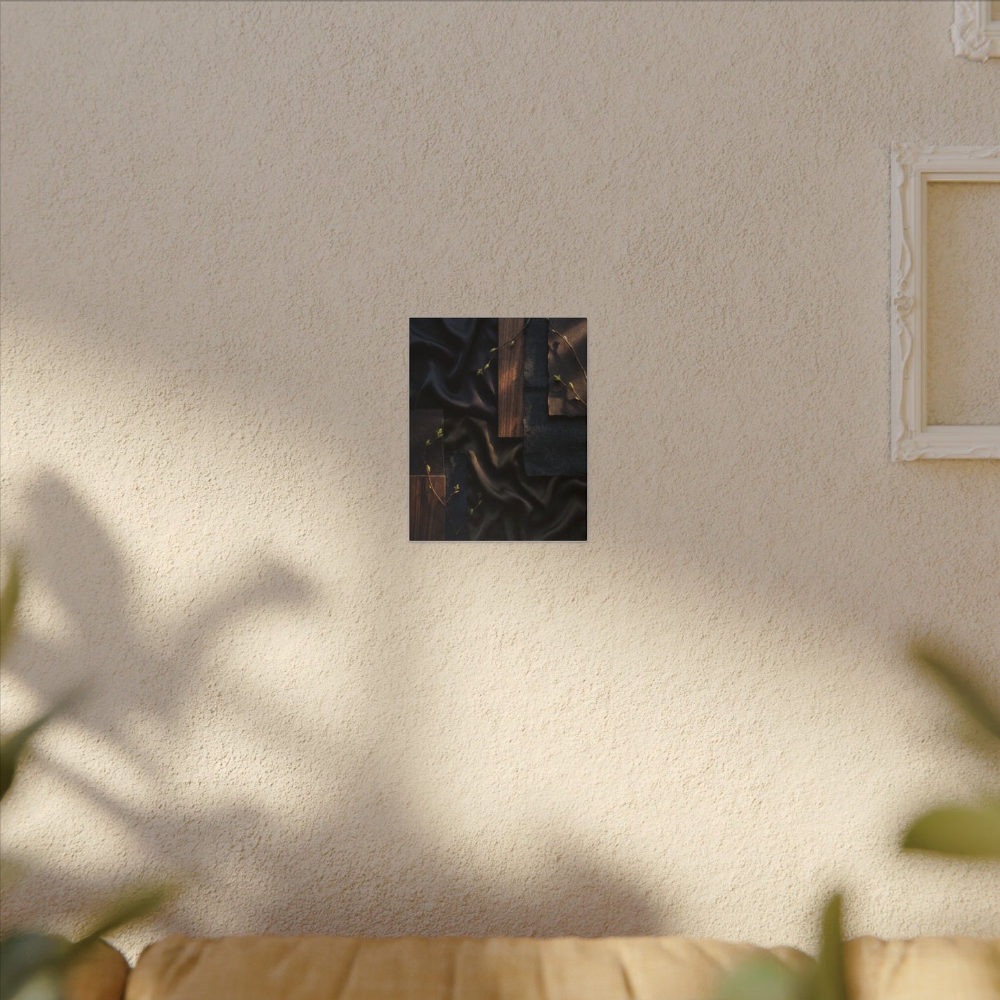 Silk Drape Spring Canvas Art | Dark Japandi Moody Design