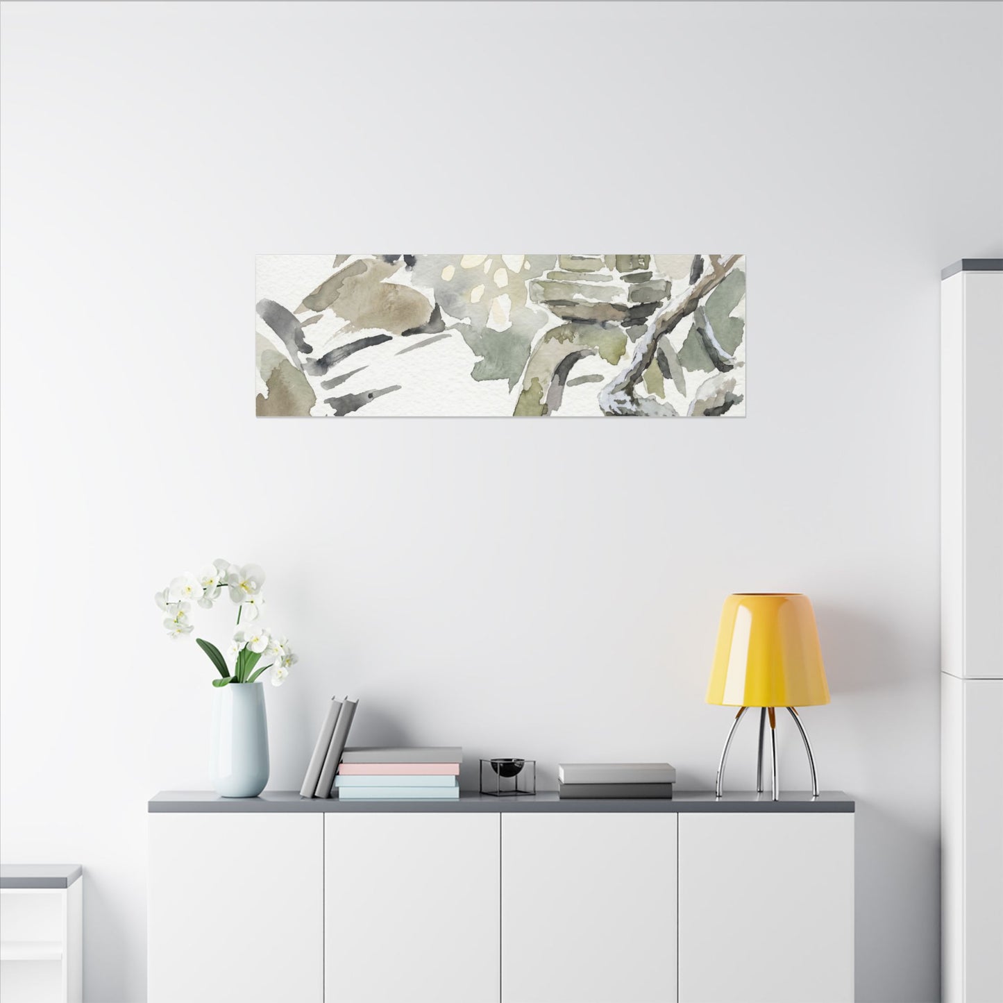 Elegant Stone Lantern Canvas Art - Watercolor Japandi