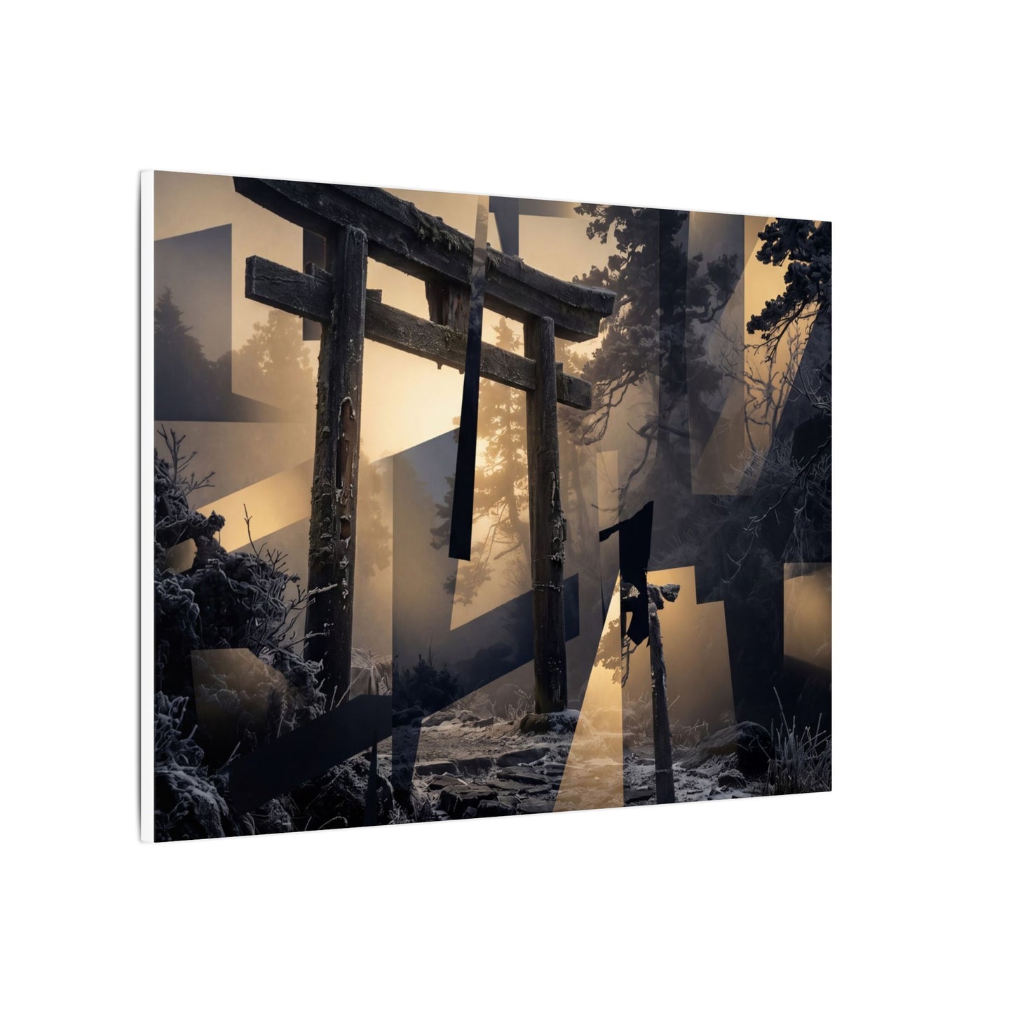 Winter Torii Gate Moody Minimal Canvas Art | Bold Decor
