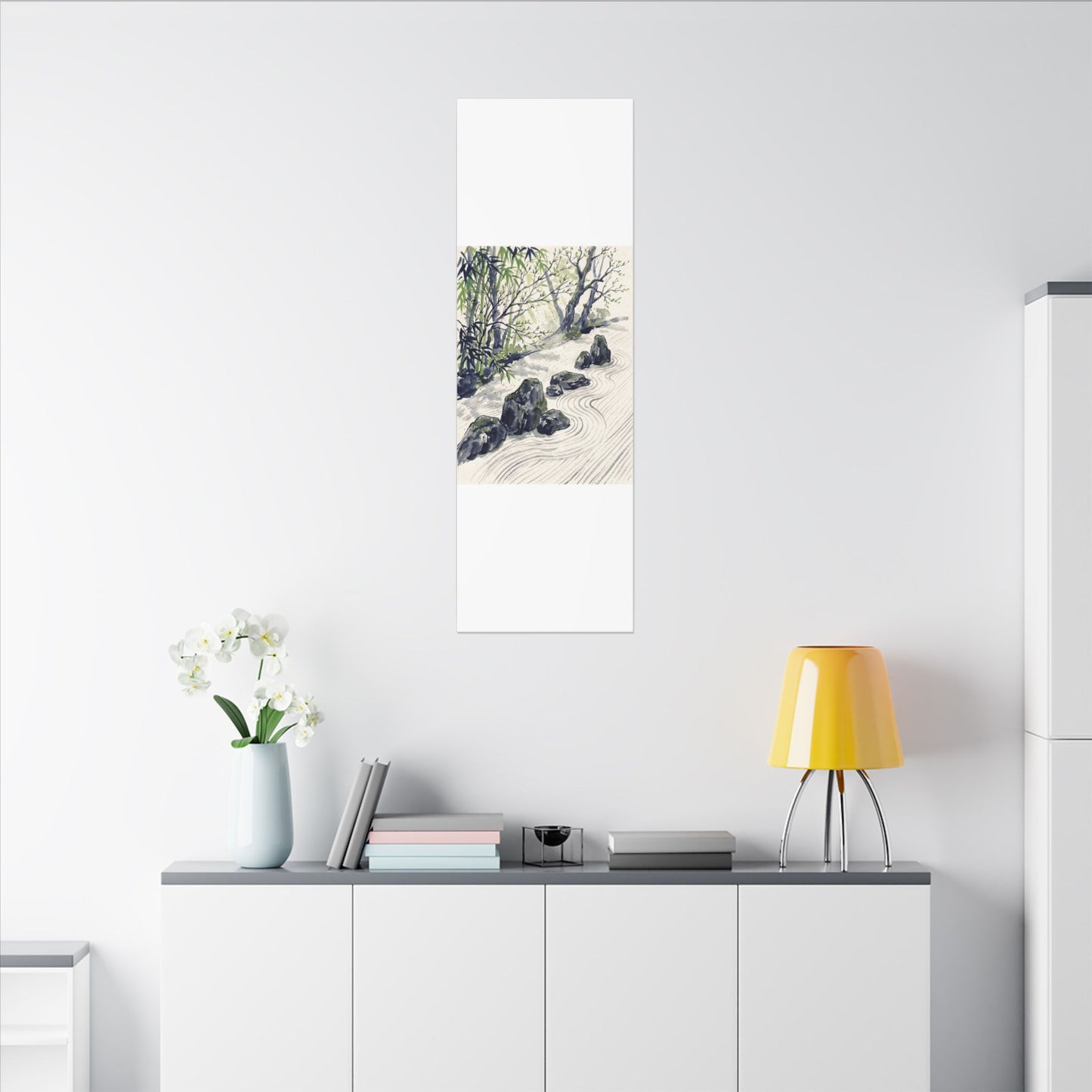Dappled Rock Garden Canvas Art - Zen Mono No Aware