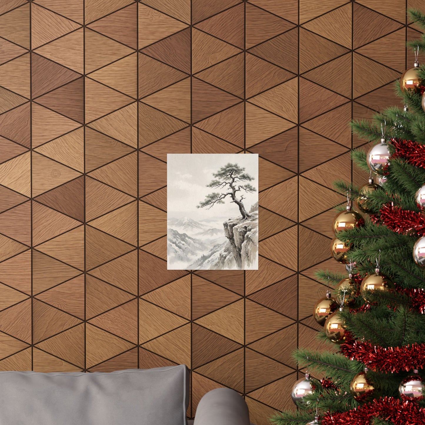 Pine Tree Wall Art Print | Winter Japandi Japanese Pattern Art