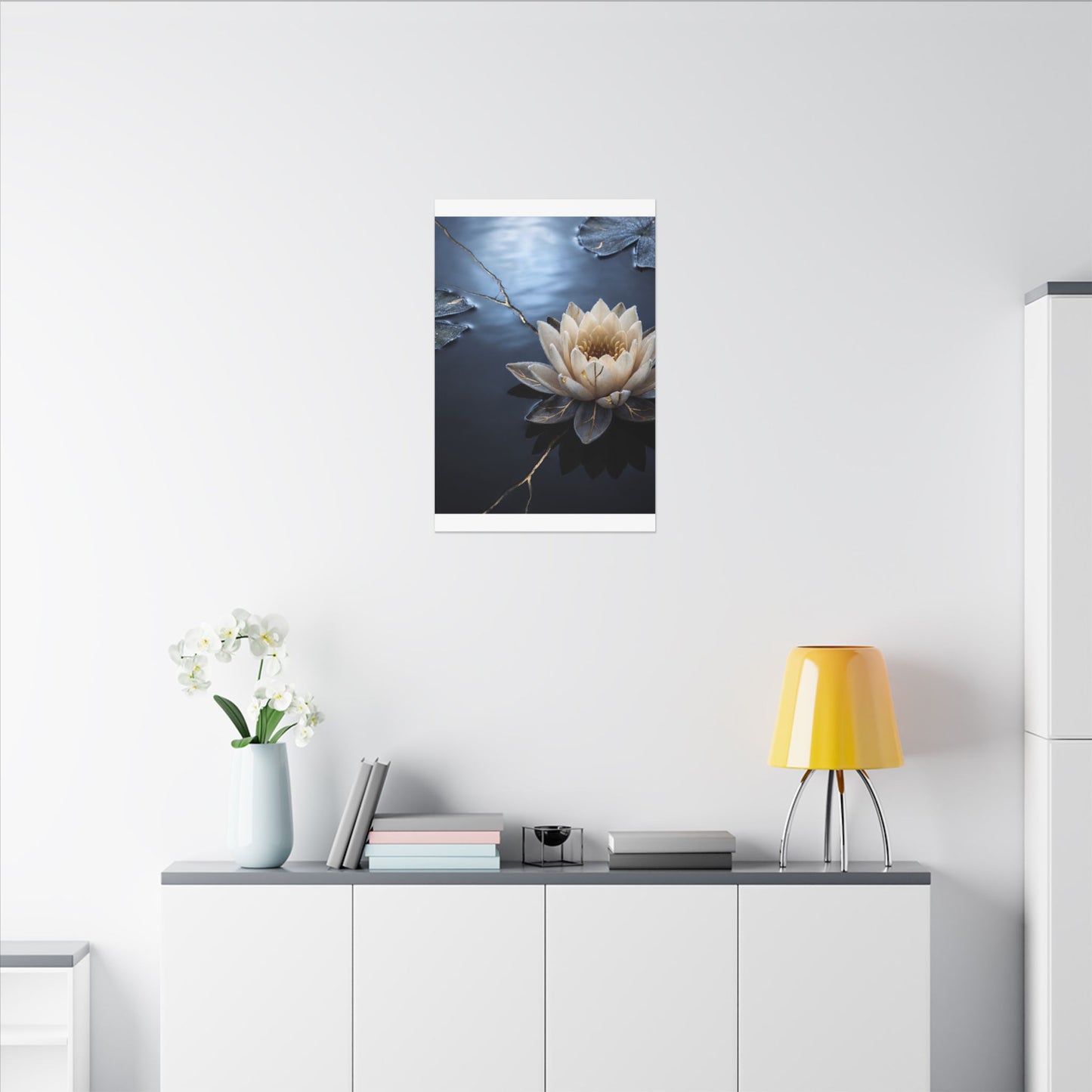 Beautiful Lotus Flower Canvas Art - Gold Vein Kintsugi