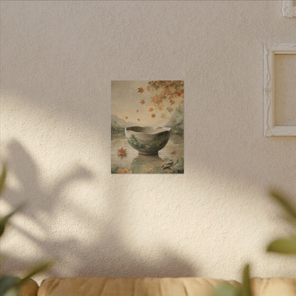 Autumn Ceramic Bowl Watercolor Canvas Art | Cozy Decor
