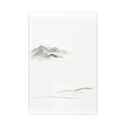 Winter Mountain Mist Minimal Line Canvas Art | Elegant Decor