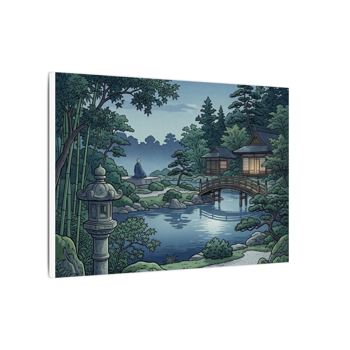 Summer Moonlit Garden Ukiyo E Inspired Canvas Art | Serene Decor