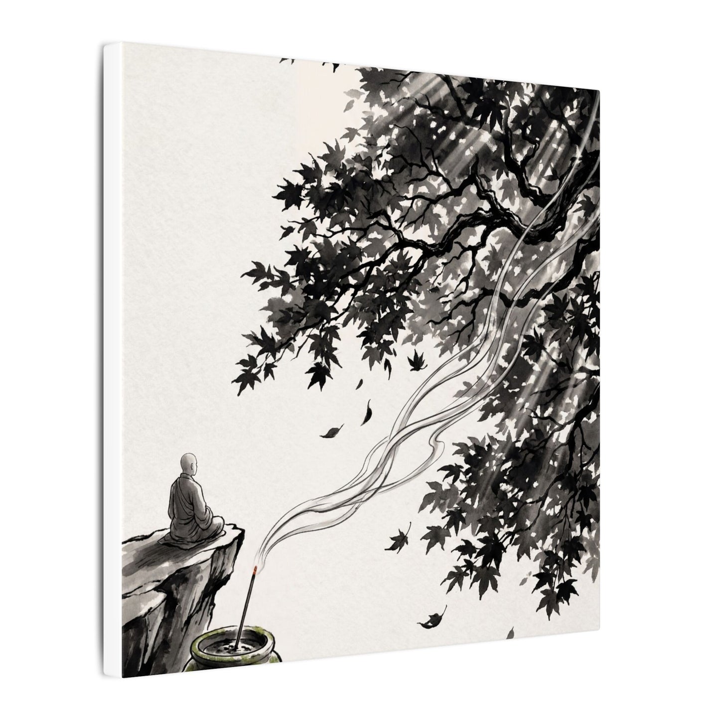 Serene Incense Smoke Canvas Art - Ukiyo E Inspired Zen