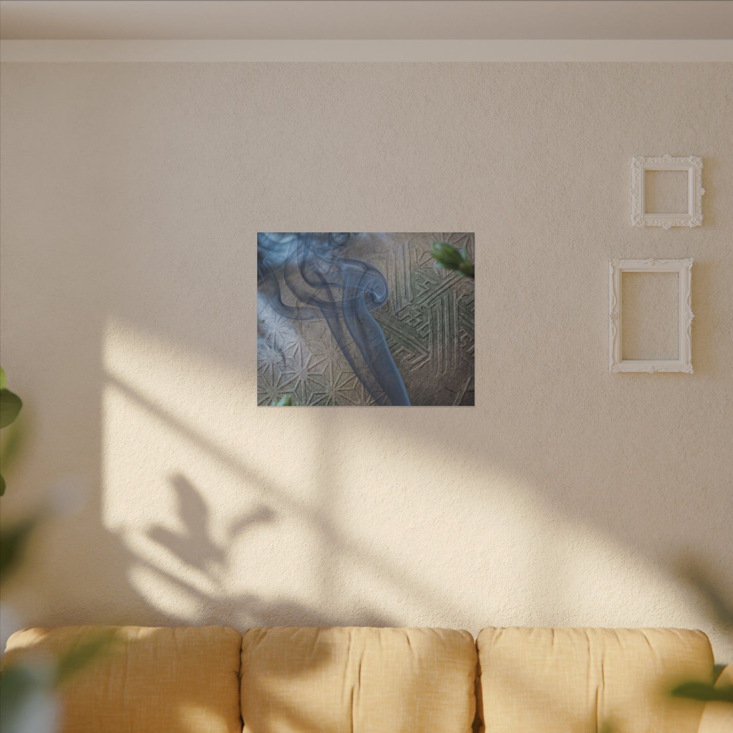 Spring Incense Smoke Japanese Pattern Canvas Art | Neutral Decor
