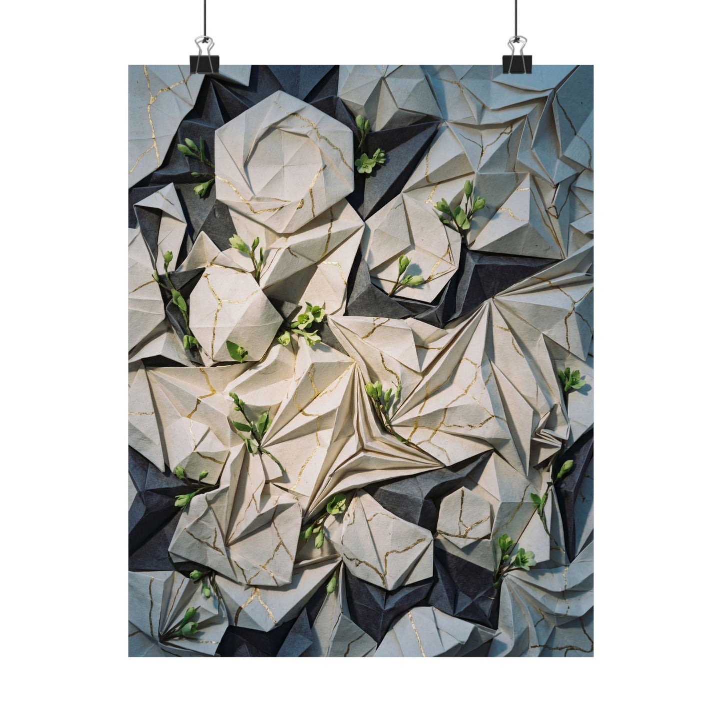 Paper Fold Gold Vein Wall Art Print | Resilient Kintsugi Art Art Print