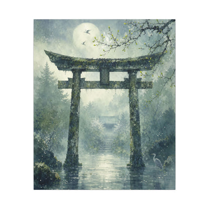 Earthy Torii Gate Canvas Art - Watercolor Japandi